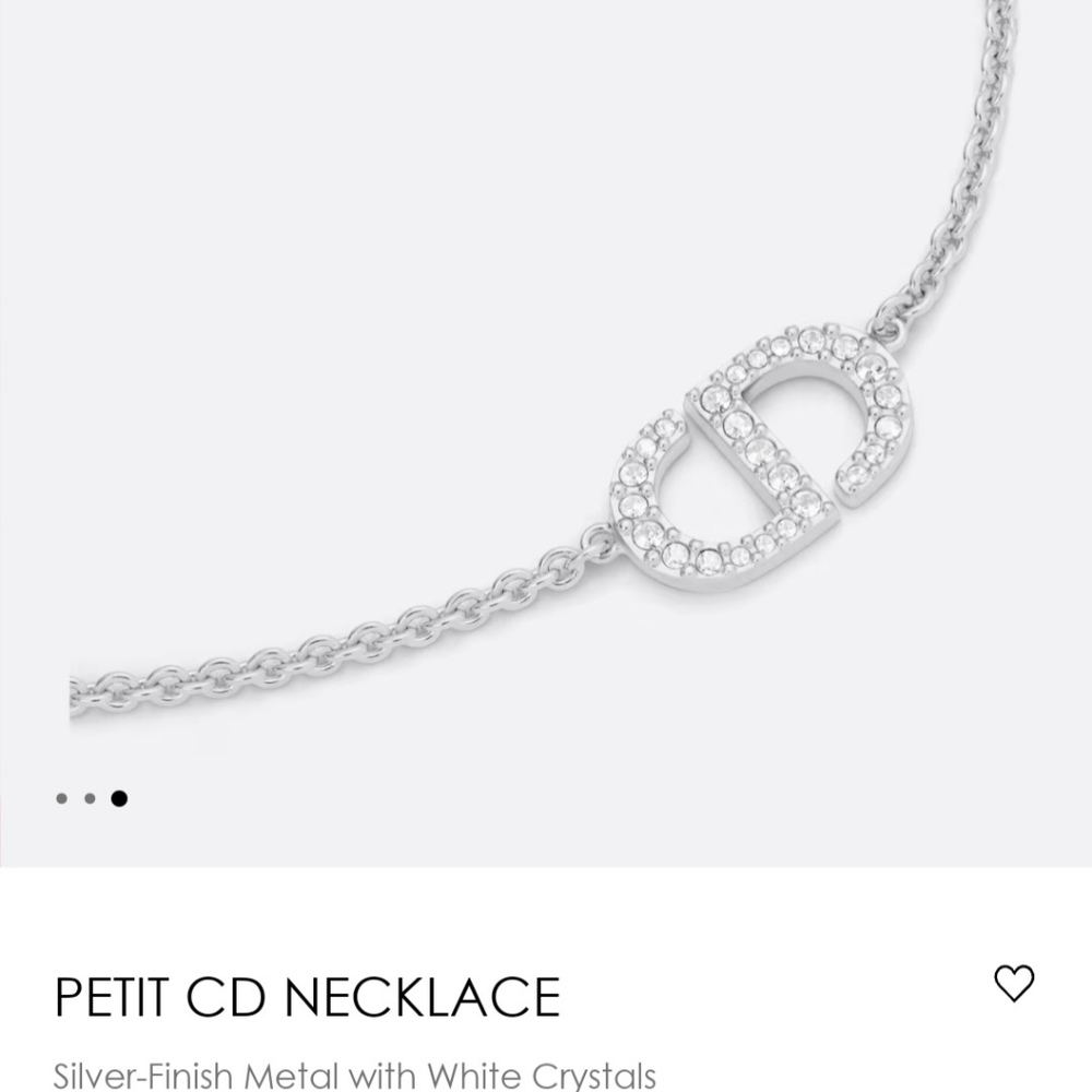 Brand New Silver Christian Dior Petit CD Necklace